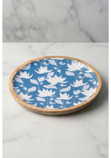 Mango Agacı Pasta Tabağı & Sunum Tabağı 20 Cm Desenli Kahverengi