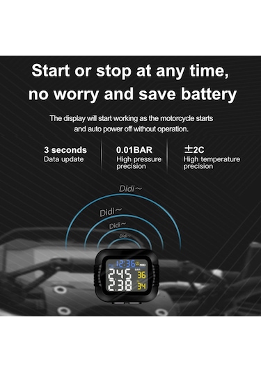 Hallow-motosiklet Lastik Basıncı Monitörü Dağ Bisikleti Kablosuz K17403