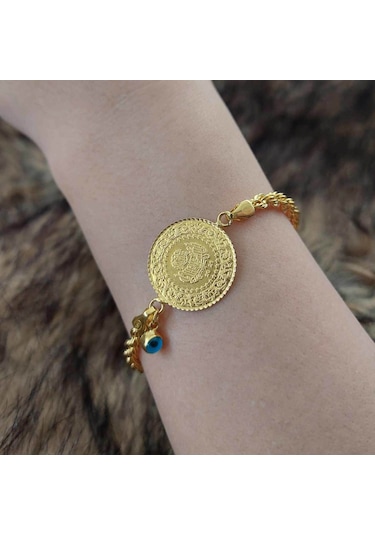 Altınbeyi Yarım Altınlı Halat Zincirli Bileklik Sarı Altın