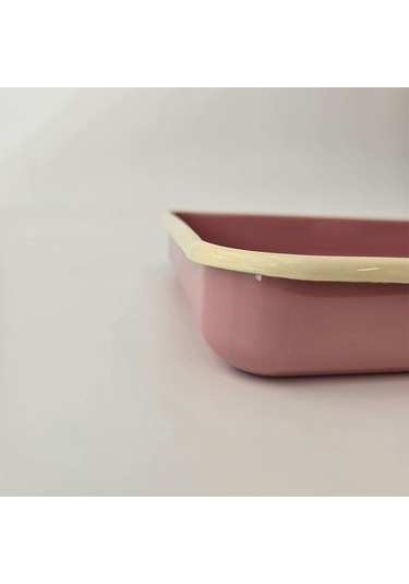 Emaye Dikdörtgen Fırın Tepsisi Gül Kurusu Pembe