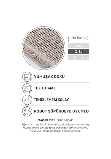 Ecolle Modern Halı Dayanıklı, Yumuşak Dokulu, Dokuma Taban, Tozumaz Bej-160 X 230 Bej