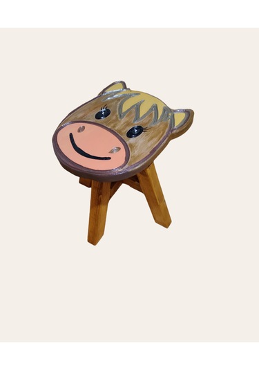 Sevimli Sıpa Ahşap El Yapımı Çocuk Taburesi