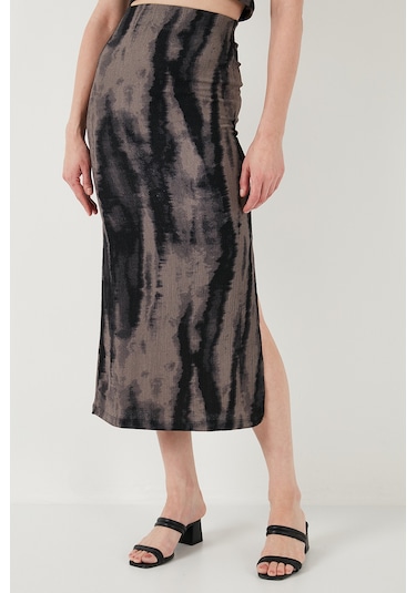 Lela Slim Fit Ip Askılı Yırtmaçlı Midi Alt-Üst Bayan Takım 5869021 Siyah