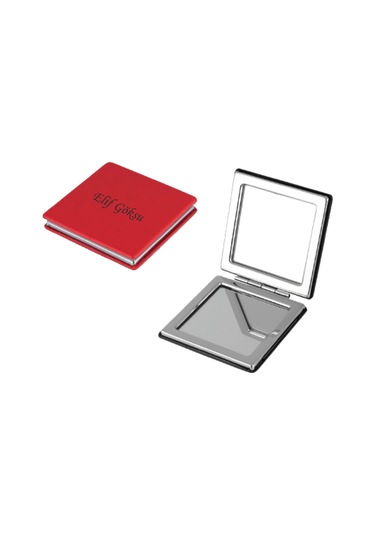 İsme Kişiye Özel Kare Bayan Makyaj Aynası Kırmızı