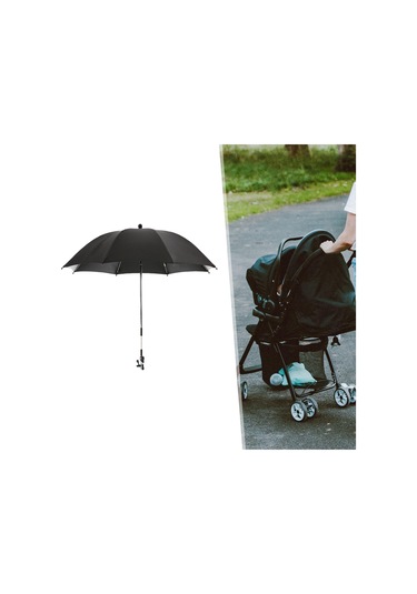 Suntek Bebek Arabası Şemsiyesi Kelepçeli Seyahat Yaz Açık Siyah Siyah