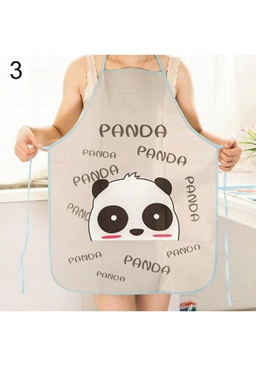 Kadın Sevimli Karikatür Su Geçirmez Önlük Mutfak Restoran Pişirme Önlük Önlükleri Gri
