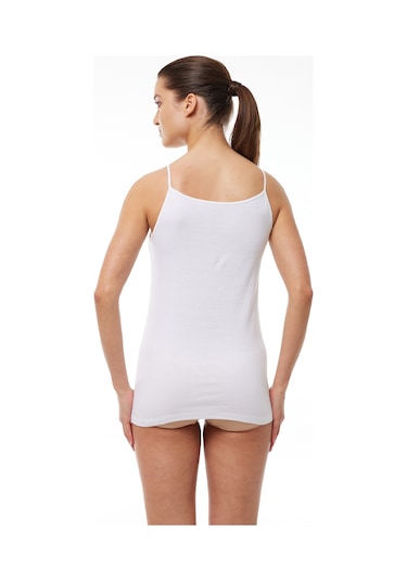 Malabadi Kadın Beyaz 6 Lı Paket %100 Pamuk Ribana Ip Askılı Atlet 105-e Beyaz