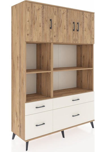 Hyperion Dolap 8 Raflı 4 Çekmeceli 3 Kapaklı 132x44x195 Çam-çam/aytaşı Atlas Çam/aytası