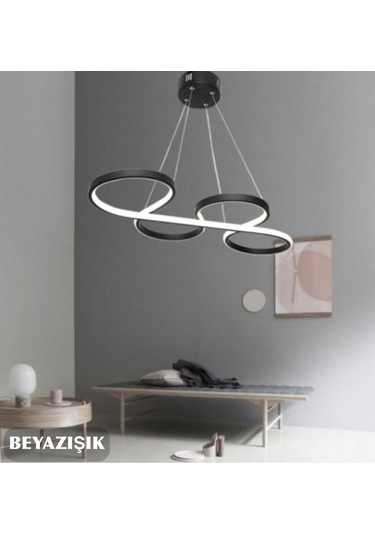 Yılan Modeli Siyah Kasa Beyaz Işık Led Avize Siyah