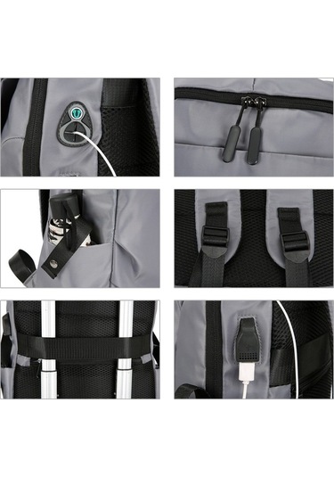 Didadodo Büyük Kapasiteli Usb'li Laptop Çantası - Seyahat & İş İçin Pratik Gri Sırt Çantası Gri