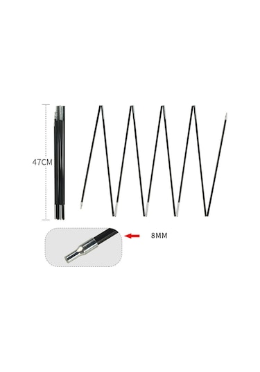 Homyl Fiberglas Çadır Direkleri Yedek Siyah 3,9-m-3-ila-4-kişi Siyah