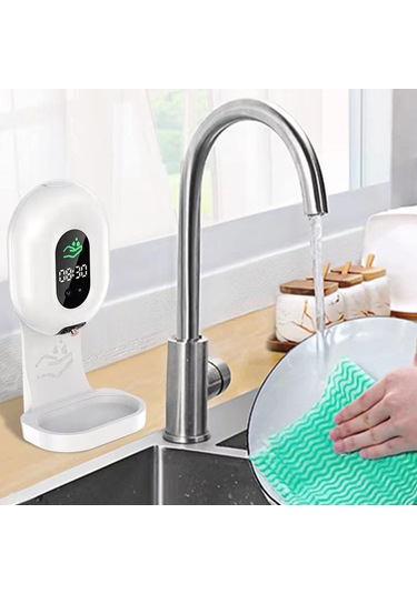 Qf Köpük Sabunluk, 12oz El Sabunu Dispenseri Şarj Edilebilir Şeffaf