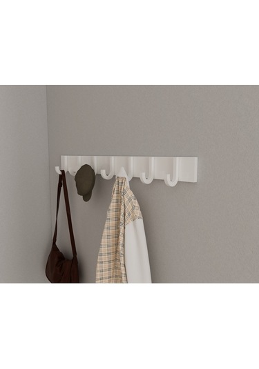 Hepsi3boyutlu Modern Duvar & Kapı Baston Askılık - 7 Adet Beyaz J Askılık - Model No : 6 Beyaz