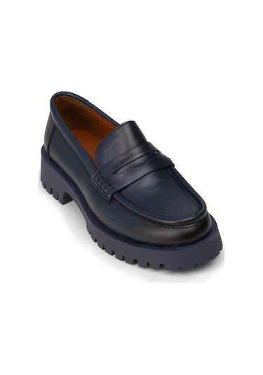Deery Kadın Hakiki Deri Lacivert Loafer Ayakkabı - 02034zlcvc03