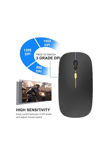 Led Kablosuz Fare İnce Şarj Edilebilir Kablosuz Sessiz Fare 2.4g Taşınabilir Usb Alıcılı Diğer