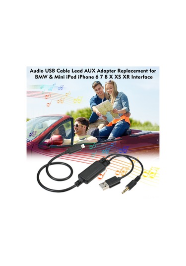 Xiyyadms Bmw 2004-2013 Usb/aux Medya Bağlantı Kablosu - İphone 6/7/8/x/xr/xs Max, İpod Nano 7/touch 5 İçin Yerine Geçici Plastik Siyah Kabel