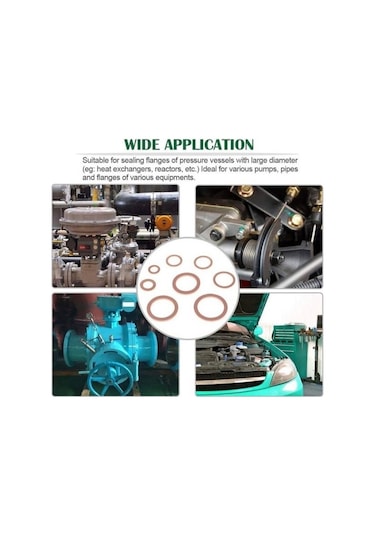 Novahub 200 Adet Bakır Conta Somun Seti M5-m14 Vidası Pul Bağlantı Elemanı