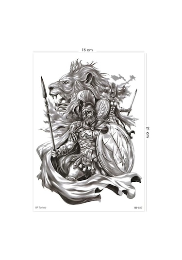 Spartalı Savaşçı Geçici Dövmesi Unisex Tattoo - Renkli Çok Renkli