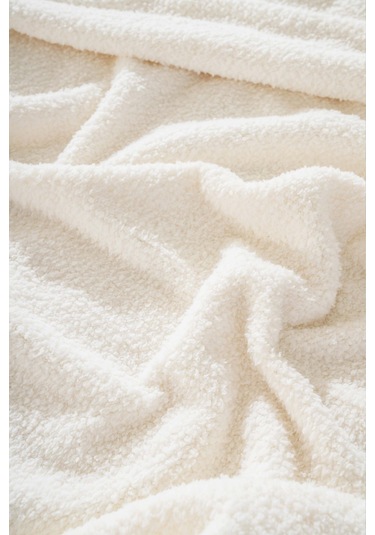 Krem Valencia Sherpa Çift Kişilik Peluş Battaniye Krem