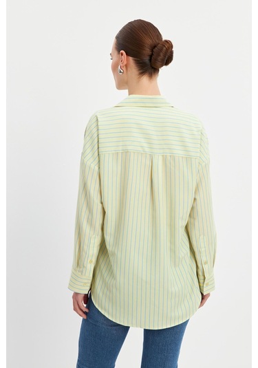 Stella Pulvis Sarı Oversize Çizgili Gömlek Sarı