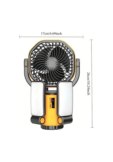 Motion003 Yeni Yazlık Sarı Çok Fonksiyonlu Fan Güçlü Sessiz Hızlı Soğutma 6000mah Pil Kamp Ofis Ev