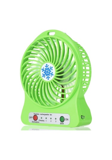 Fortunelane Usb El Fani Masaüstü Ofis Dışarıda Kullanıma Uygun 3 Hızlı Regülasyonlu Yeşil Led Işıklı Taşınabilir Fan