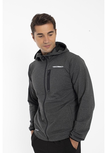 Crozwise Pamuklu Kapşonlu Erkek Sweatshirt Antrasit