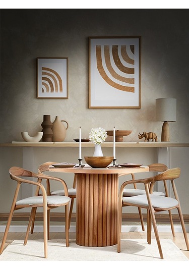 Kleopatra İskandinav Natural Ahşap Masa Sandalye Takımı 90x90 Natural