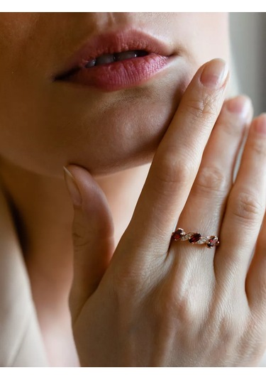 Lamponi 925 Ayar Gümüş 585 Ayar Altın Zirkon Taşlı Yakut Takı Yüzüğü 183826677 Altın