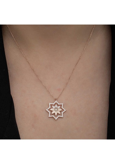 Artsmagazinmücevher Gümüş Rose Kar Tanesi Kadın Kolye