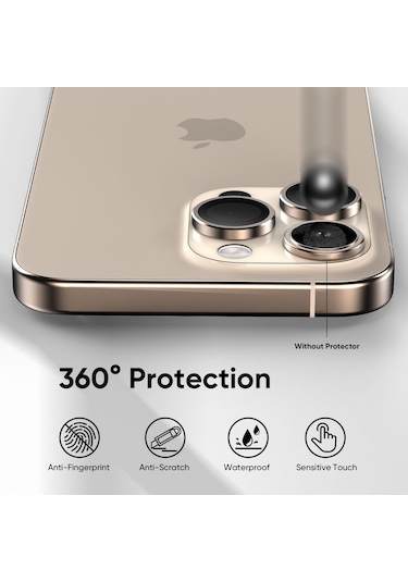 Apple Uyumlu iPhone 16 Pro / 16 Pro Max Kamera Lens Koruyucu Çöl Titanyum