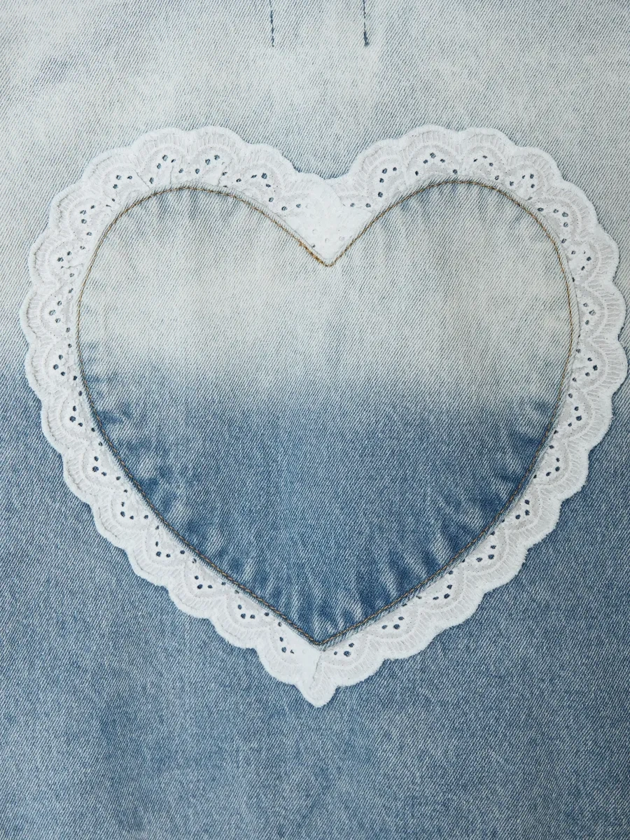 Sela Oversize Aplikasyonlu Kot Ceket 365978636 Açık Mavi