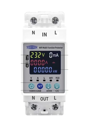 Tomzn 63A Wifi Özellikli Devrim Kaçak Akım -Yüksek Voltaj ve Akım Koruyucu Röle