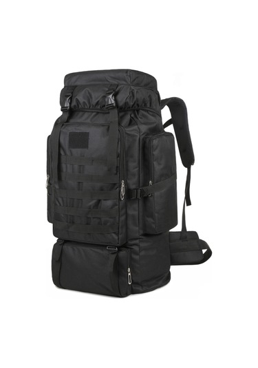 Hombey Açık Hava Çantası Büyük Kapasiteli Yürüyüş Sırt Çantası Açık Hava Kamp Sırt Çantası Tuval Trekking Siyah