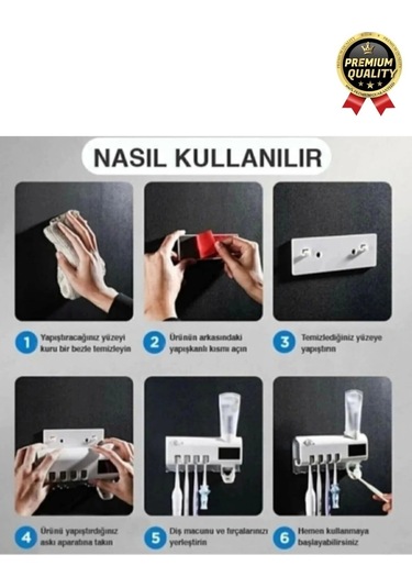 Akıllı Güneş Enerjili Usb Şarjlı Diş Macunu Sıkacağı 4 Diş Fırçası Uv Işık Sterilizatörü Temizleyici Çok Renkli