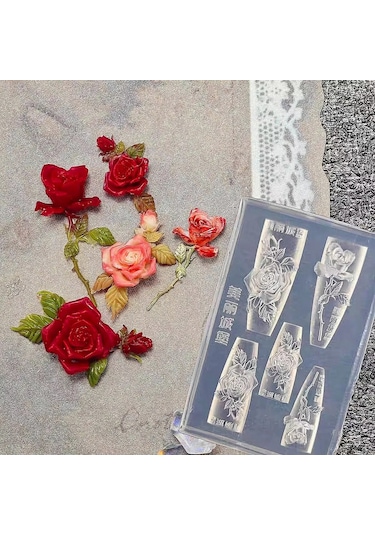 1 Adet Çiçek Şerit Gül Lale Kalıp Zambak 3d Akrilik Kalıp Papatya Gül Nail Art Süslemeleri Çivi Dıy Silikon Çivi Kalıp Peru