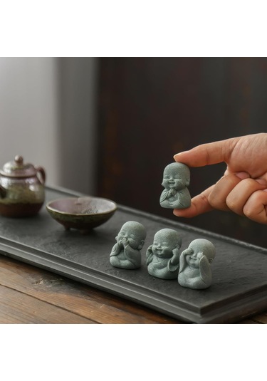 Wezone 4 Adet Zen Manevi Budha Heykeli: Masaüstü Çay Evcil Hayvanı, Mikro Peyzaj Dekorasyonu Ve Ev Züccaciye Sanatı