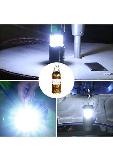 Teltree Güneş Enerjili Çıkarılabilir Led Kamp Feneri - Dış Mekan, Çadır Işığı, El Tutan Çok Fonksiyonlu Altın Model Altın