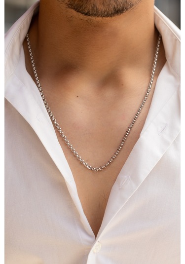 Cenova Kuyumculuk 14 Ayar Altın Beyaz Rolo Erkek Zincir Kolye