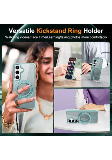 Samsung Galaxy S25 / S24 Kılıfı Magsafe Döndürülebilir Halka Ayaklı Tpu + Pc Telefon Kılıfı İle Uyumlu Açık Mavi