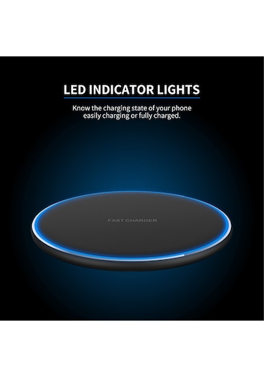 Springsun Alüminyum 15w Hızlı Şarj Akıllı Yansıtıcı Yüzeyli Kablosuz Telefon Şarj Cihazı Siyah Led Göstergeli, Korumalı Kılıf İle Şarj Edin