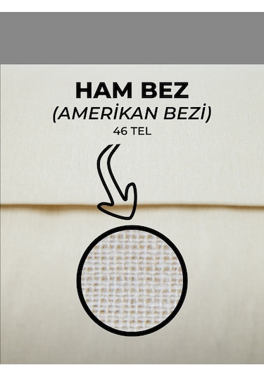 %100 Pamuk 46 Tel Amerikan Bezi Ham Bez Punch Kumaş - Krem 2000x220 CM