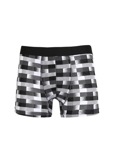 Giyim Erkek Penye Likralı Desenli Boxer Füme Füme