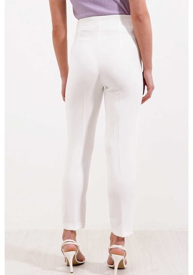 Gabria Yüksek Bel Kumaş Pantolon Ekru