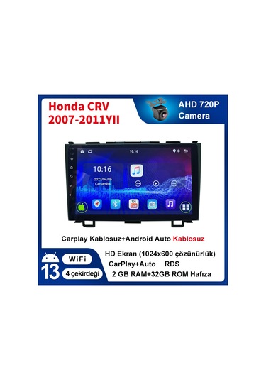 Honda-crv-2007-2011yıl Carplay 9inç 2/32gb Multimedya