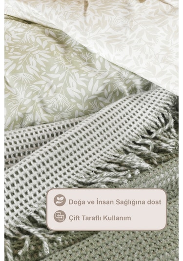 Elart Carlos Battaniye Çift Kişilik Waffle 200x220 Cm Yeşil Yeşil