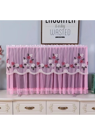 Willowhaven Pembe Tv Örtüsü Manşet Yakalı Toz Geçirmez Plastik Sert Kapak