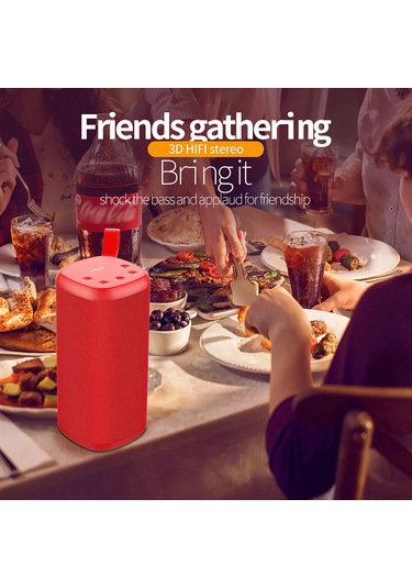 Teltree S35 Taşınabilir Bluetooth Hoparlör, Ipx5 Su Geçirmez, 5wx2 Güç, 1500mah Pil, Radyo Ve Kart Desteği, Kırmızı Kumaş Kamuflaj