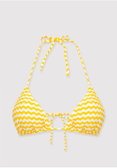 Mavi - Çizgili Üçgen Bikini Üstü 1912575-71301 Sarı