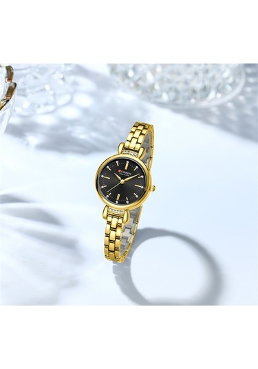 Yingfu Curren 9098 Kadın Kol Saati - Paslanmaz Çelik Beyaz Kadranlı Moda Saat Altın/ Altın